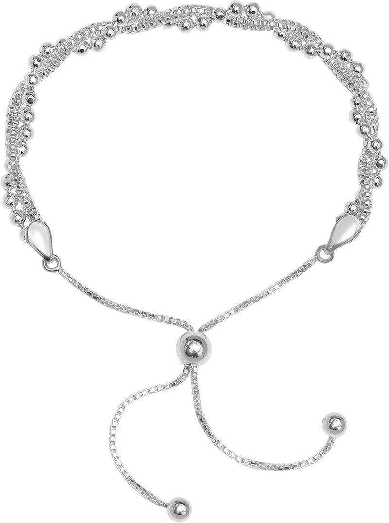 LeCalla 925 Sterling Silver Bracelets for Women | Italian Handmade Adjustable Bolo Link Chain Bracelets | Women's Sliding Bolo Bracelets - Image 1